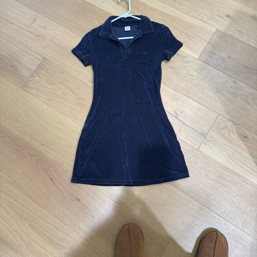 TNA by Aritzia Dark Blue Mini Polo Dress/Cover Up